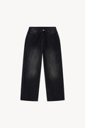 Vintage Wash Wide Leg Jeans - Black