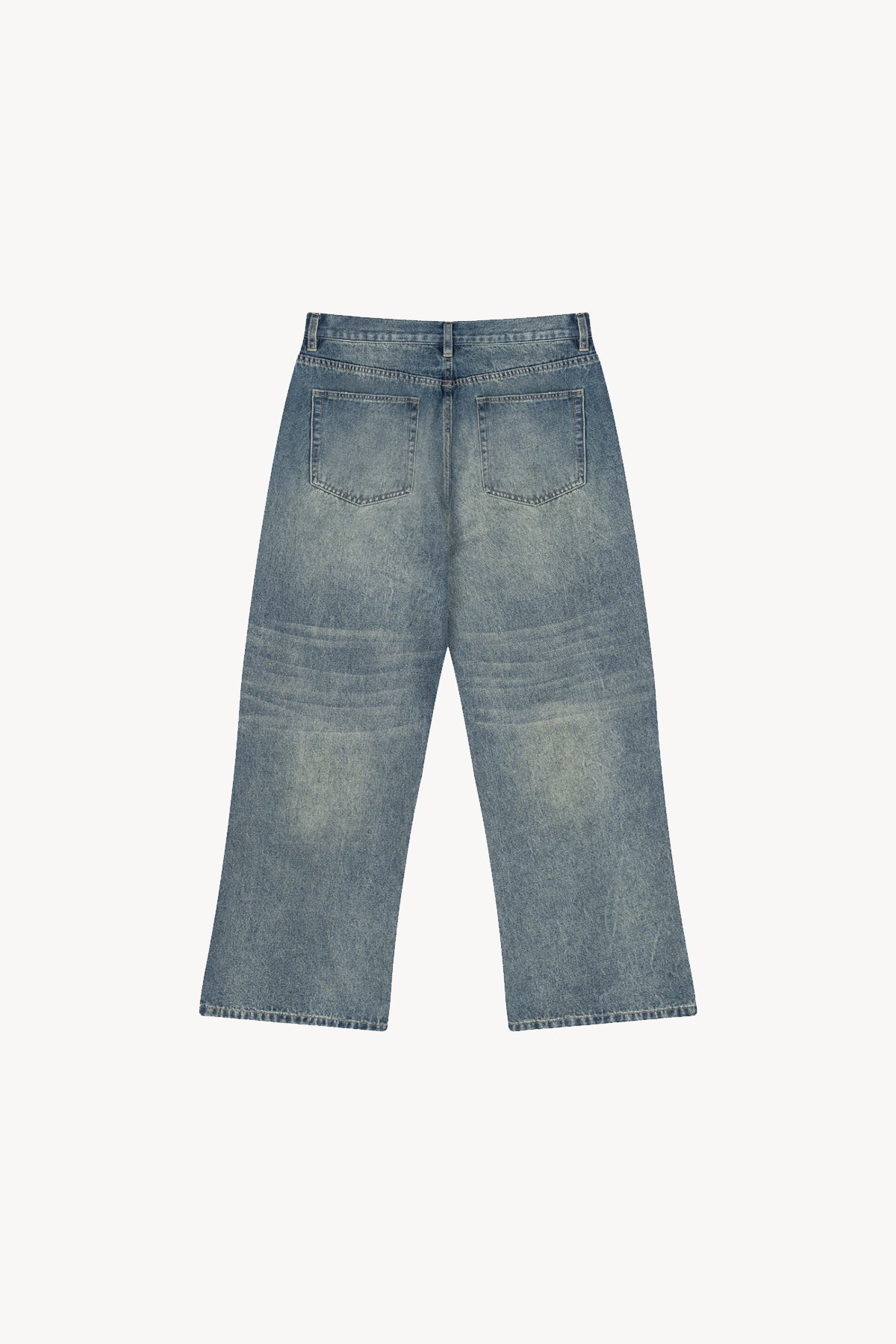 Vintage Wash Wide Leg Jeans - Blue