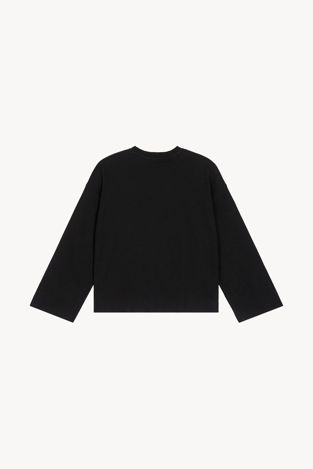 Waffle Raw Edge T-Shirt - Black