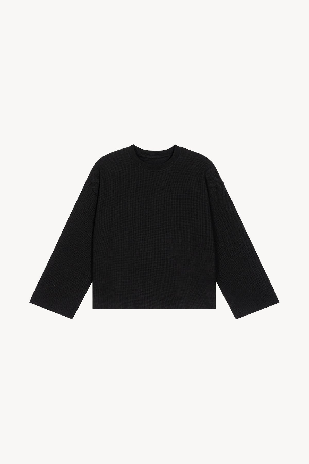 Waffle Raw Edge T-Shirt - Black